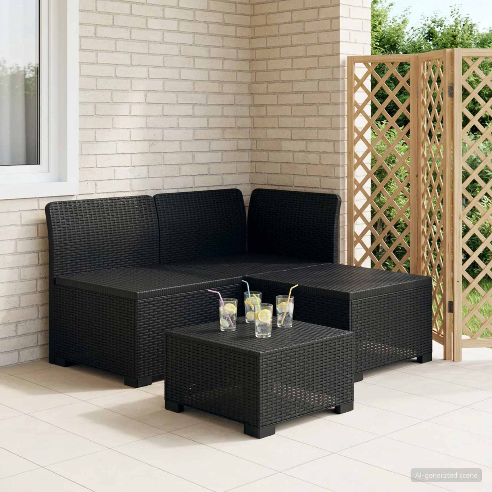 vidaXL Sofa Ogrodowa 3-osobowa Rattanowa PP antracytowy