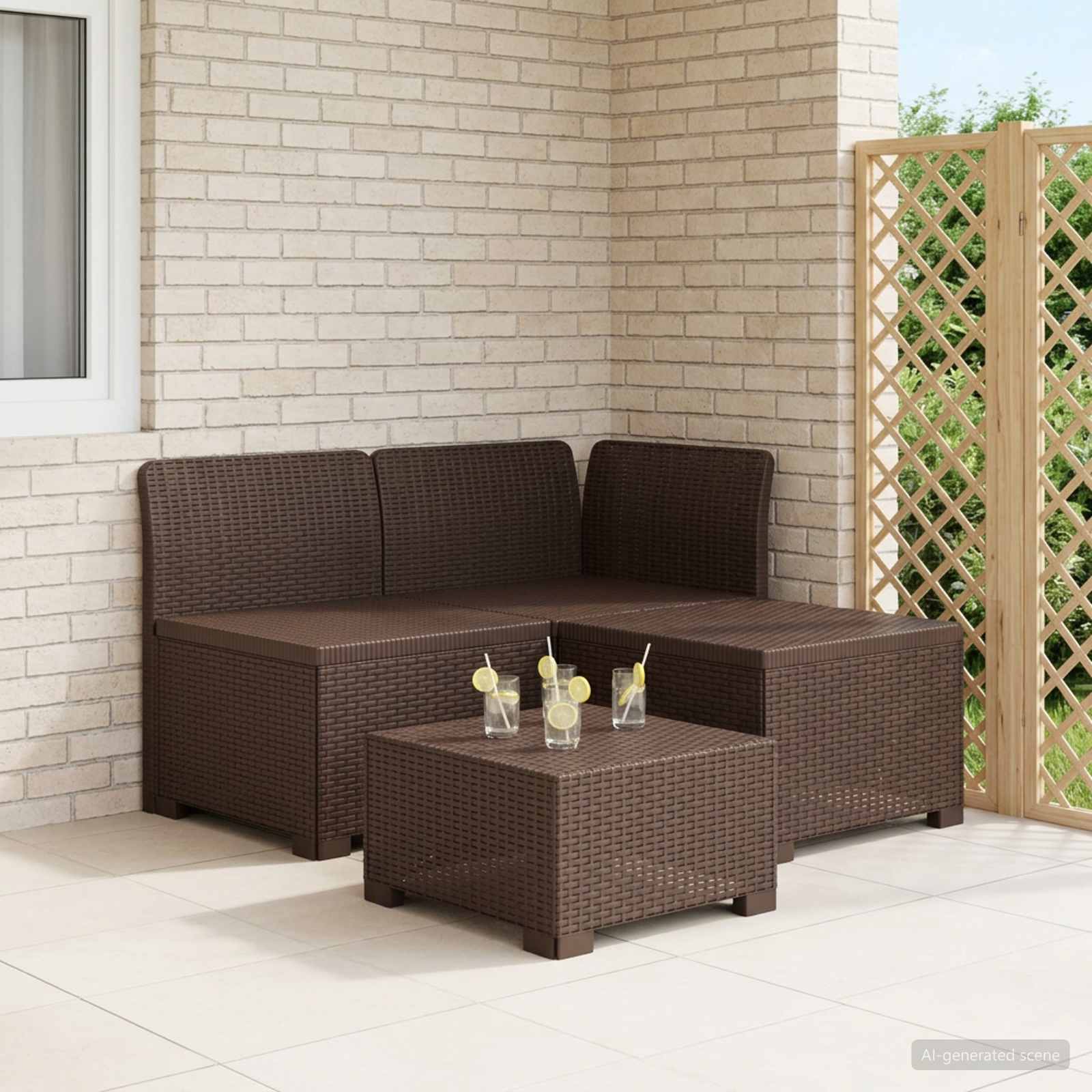 vidaXL Sofa Ogrodowa 3-osobowa Rattanowa PP brązowy