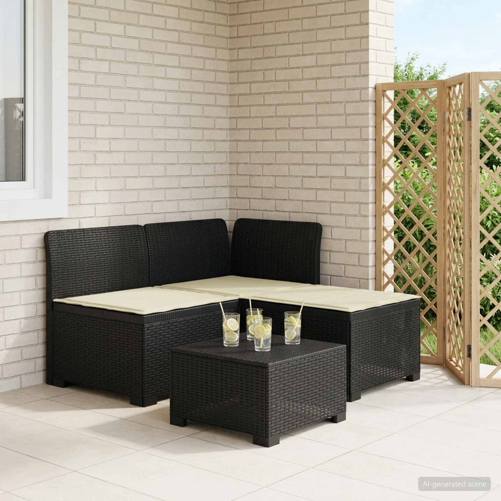 vidaXL Sofa ogrodowa 3-osobowa z poduszkami w rattanowym wyglądzie PP