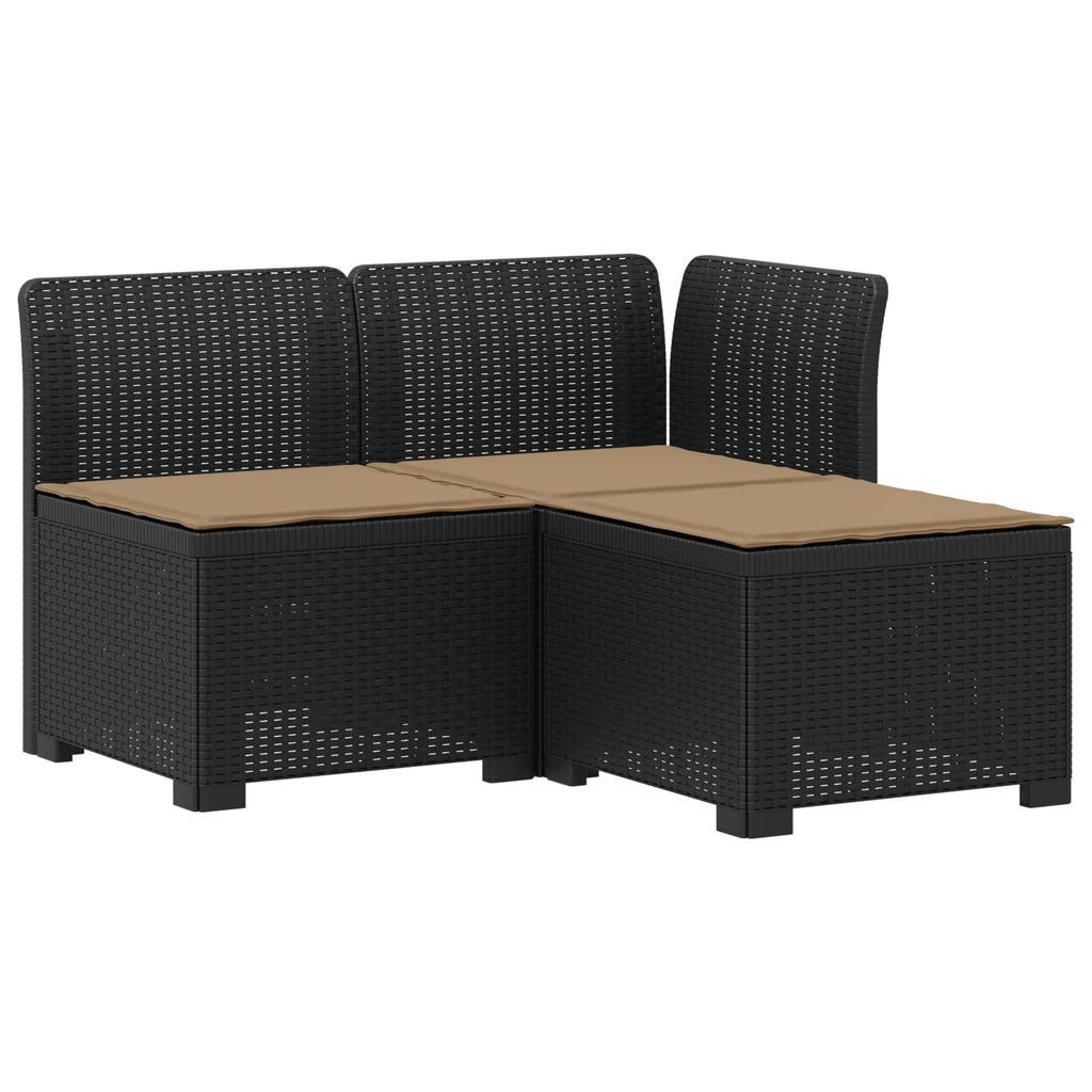 vidaXL Sofa ogrodowa 3-osobowa z poduszkami w rattanowym wyglądzie PP