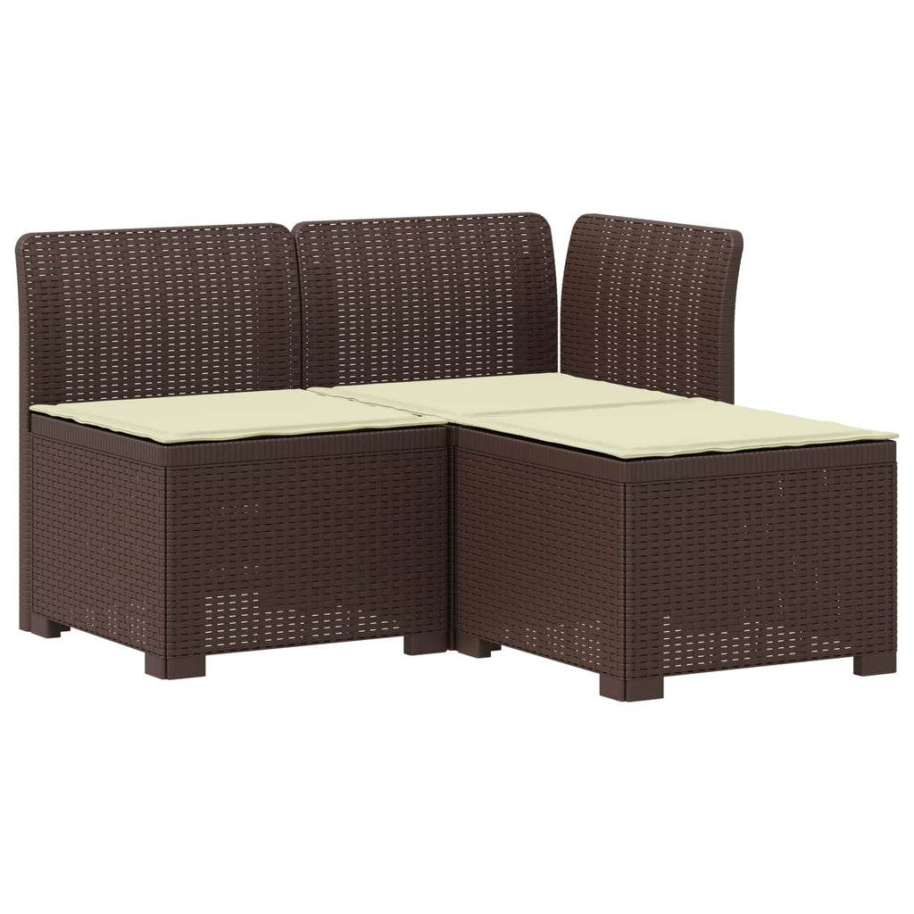 vidaXL Sofa ogrodowa 3-osobowa z poduszkami w rattanowym wyglądzie PP