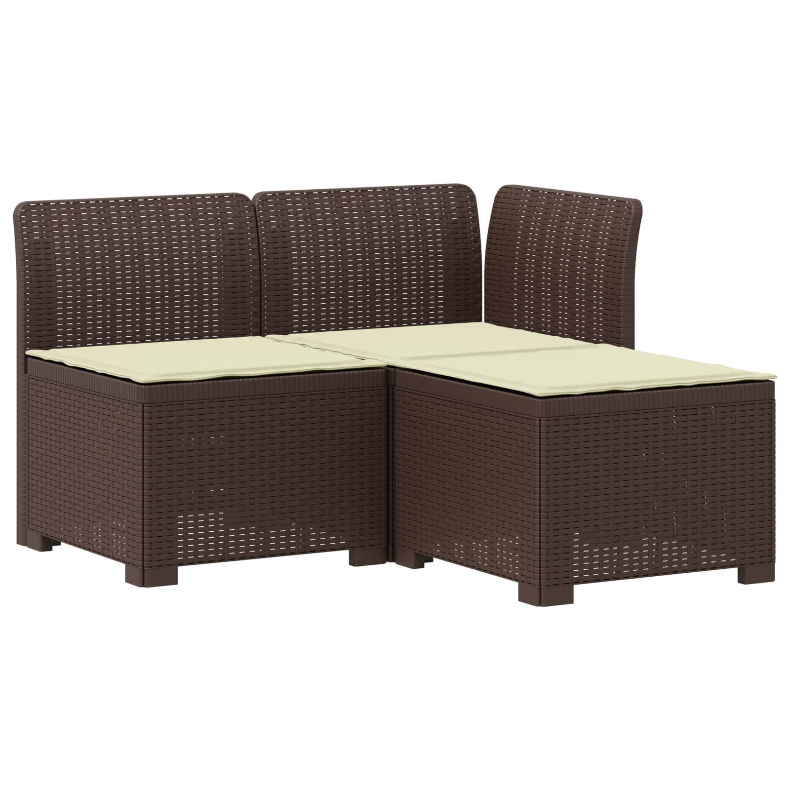 vidaXL Sofa ogrodowa 3-osobowa z poduszkami w rattanowym wyglądzie PP