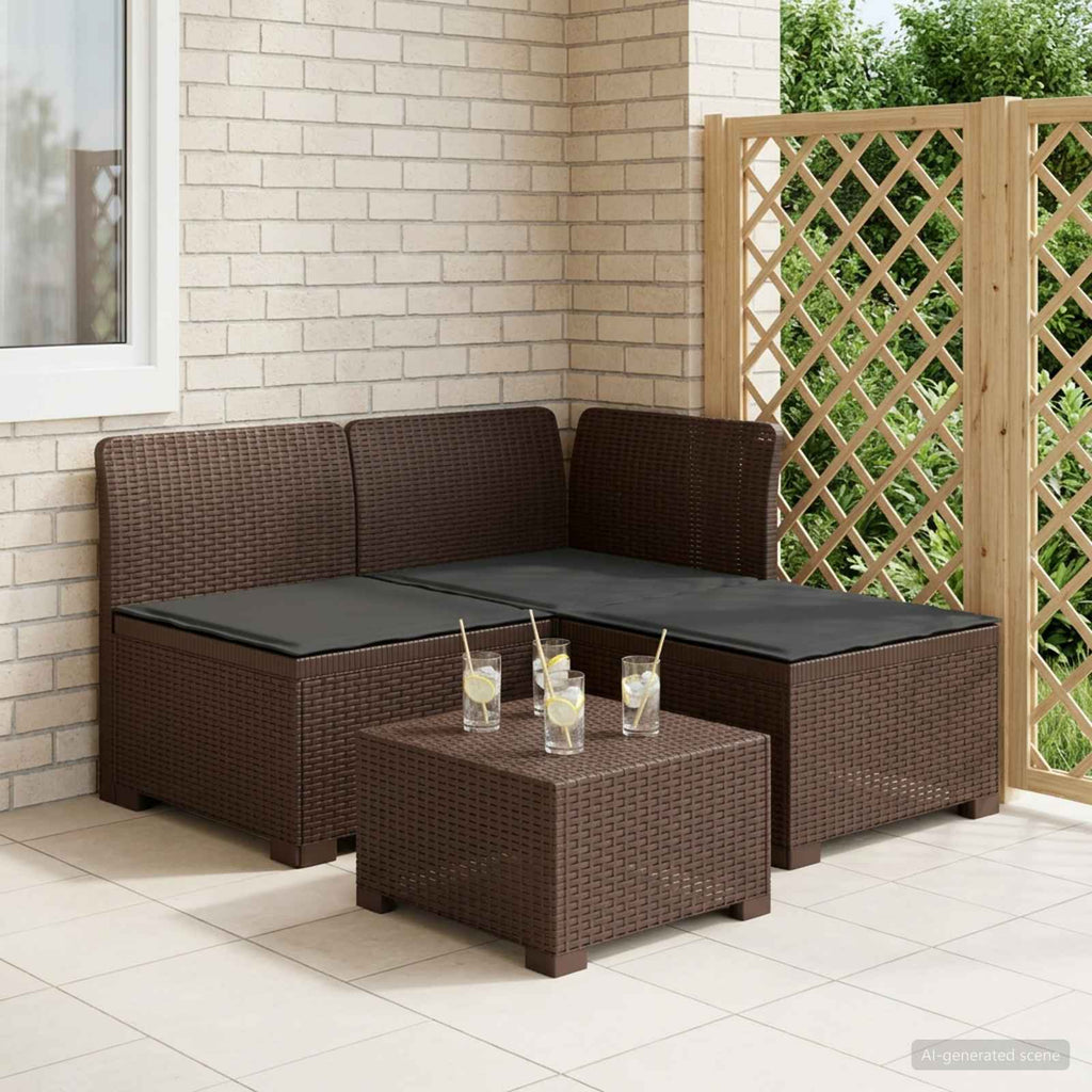 vidaXL Sofa ogrodowa 3-osobowa z poduszkami w rattanowym wyglądzie PP