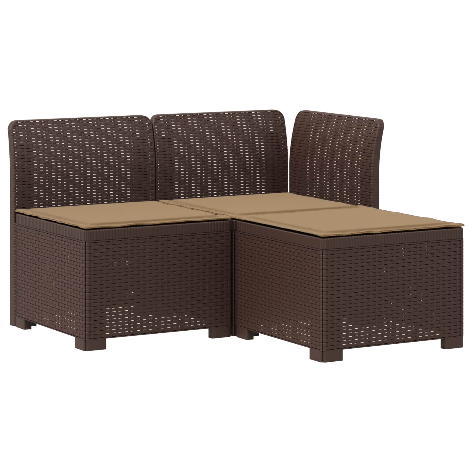 vidaXL Sofa ogrodowa 3-osobowa z poduszkami w rattanowym wyglądzie PP