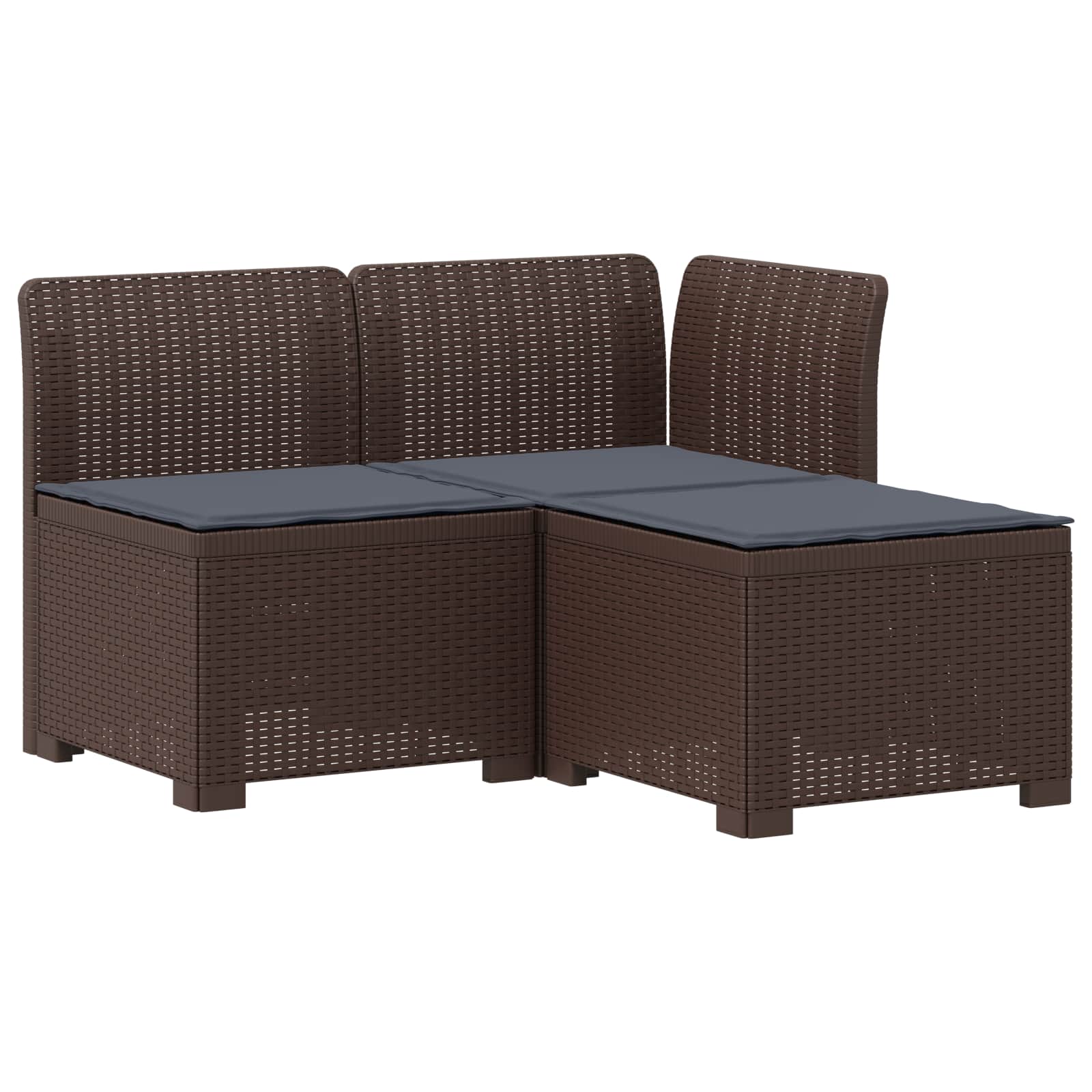vidaXL Sofa ogrodowa 3-osobowa z poduszkami w rattanowym wyglądzie PP