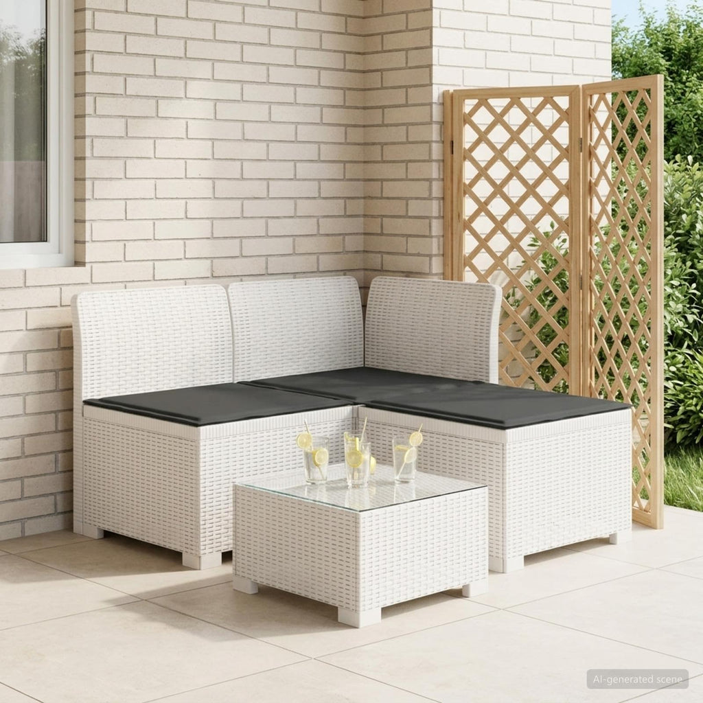 vidaXL Sofa ogrodowa 3-osobowa z poduszkami w rattanowym wyglądzie PP