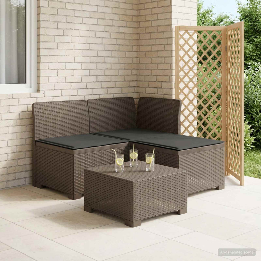 vidaXL Sofa ogrodowa 3-osobowa z poduszkami w rattanowym wyglądzie PP