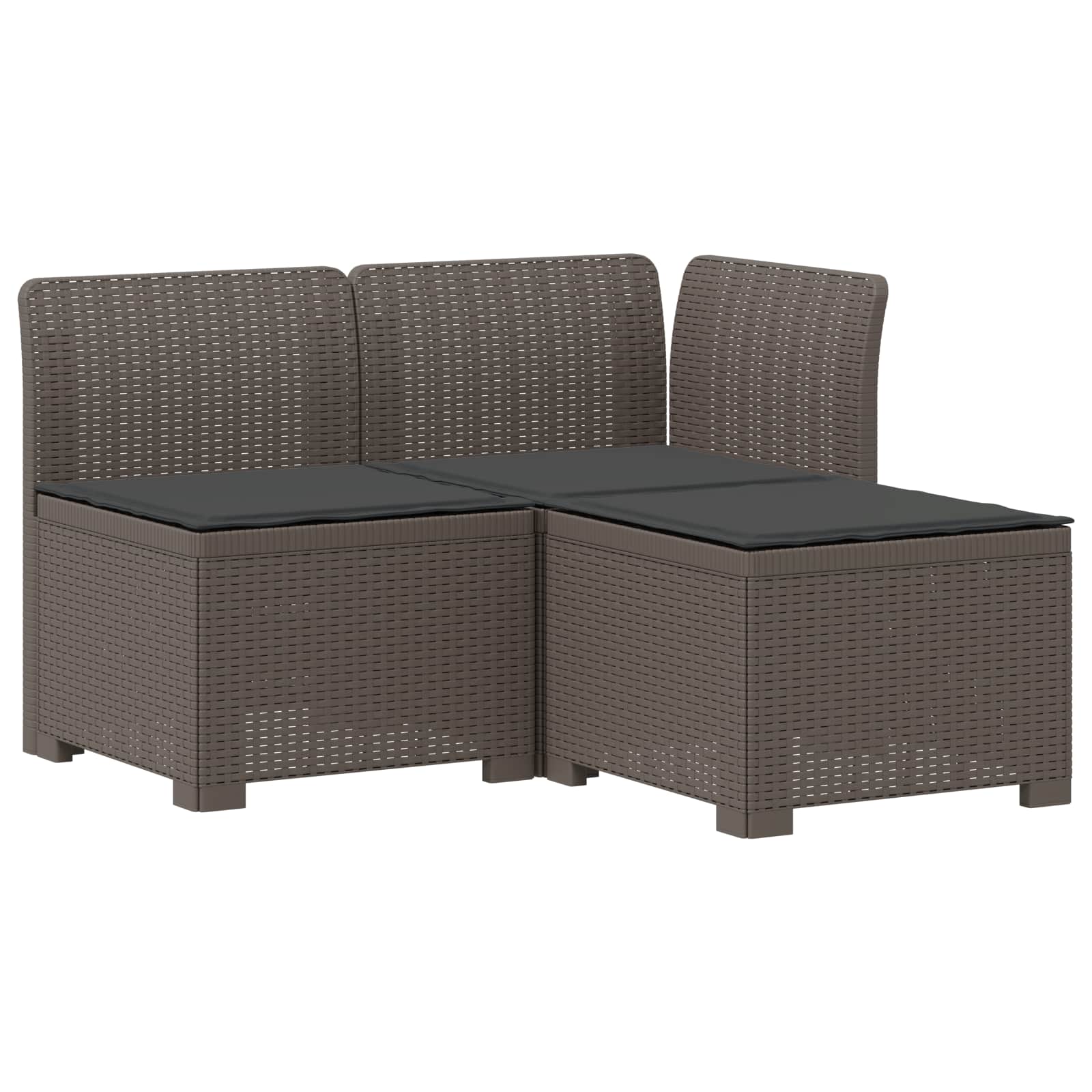 vidaXL Sofa ogrodowa 3-osobowa z poduszkami w rattanowym wyglądzie PP