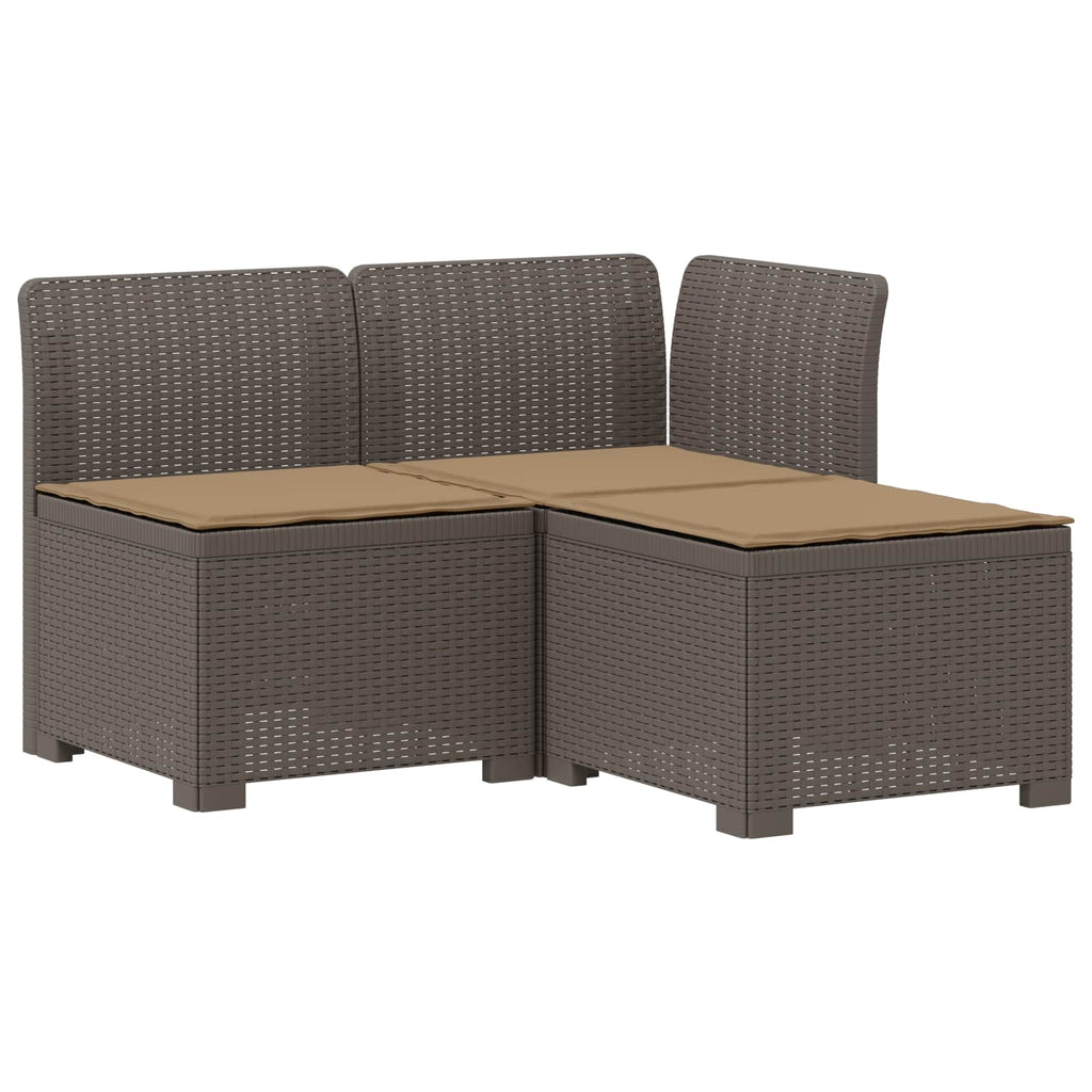 vidaXL Sofa ogrodowa 3-osobowa z poduszkami w rattanowym wyglądzie PP