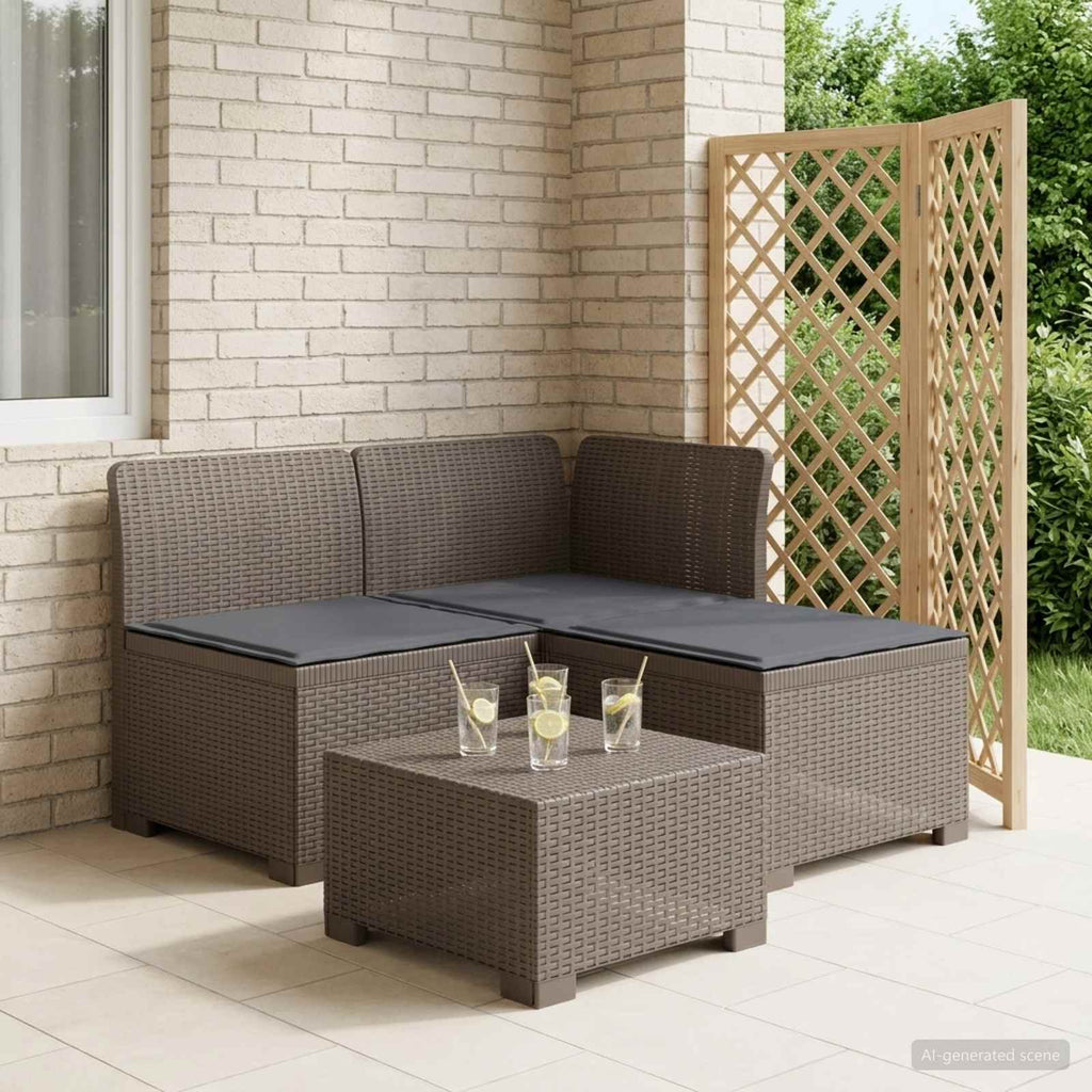 vidaXL Sofa ogrodowa 3-osobowa z poduszkami w rattanowym wyglądzie PP