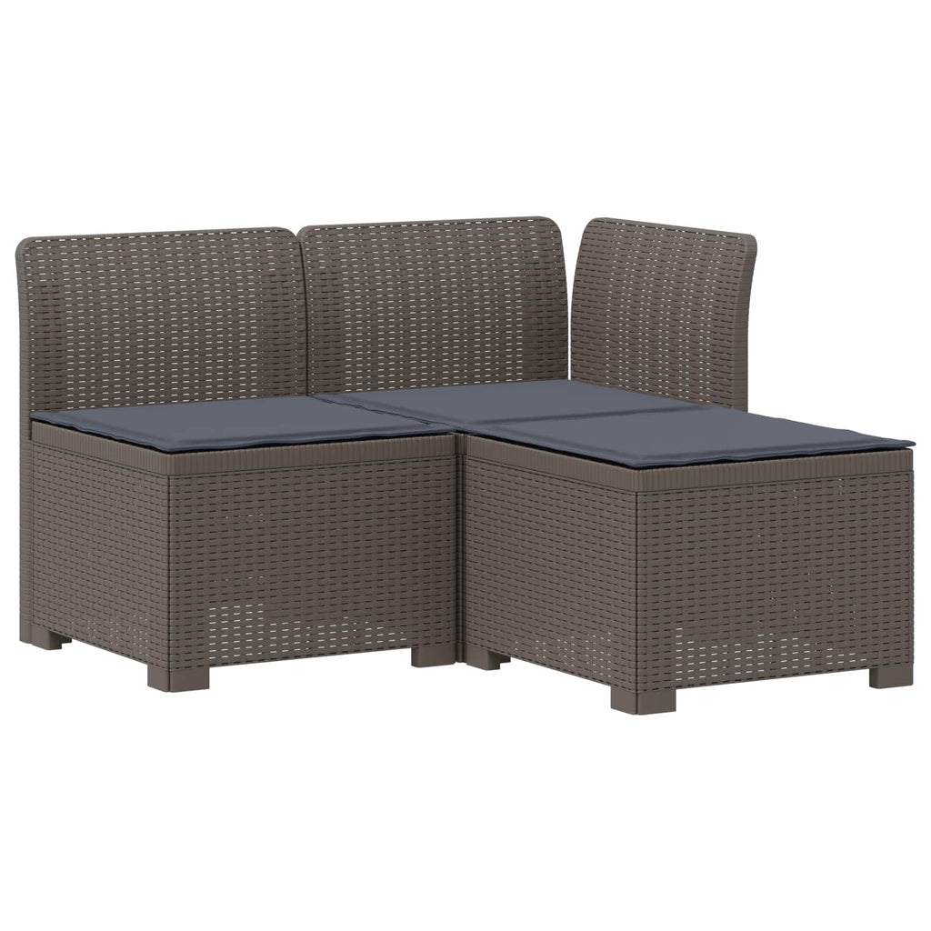 vidaXL Sofa ogrodowa 3-osobowa z poduszkami w rattanowym wyglądzie PP