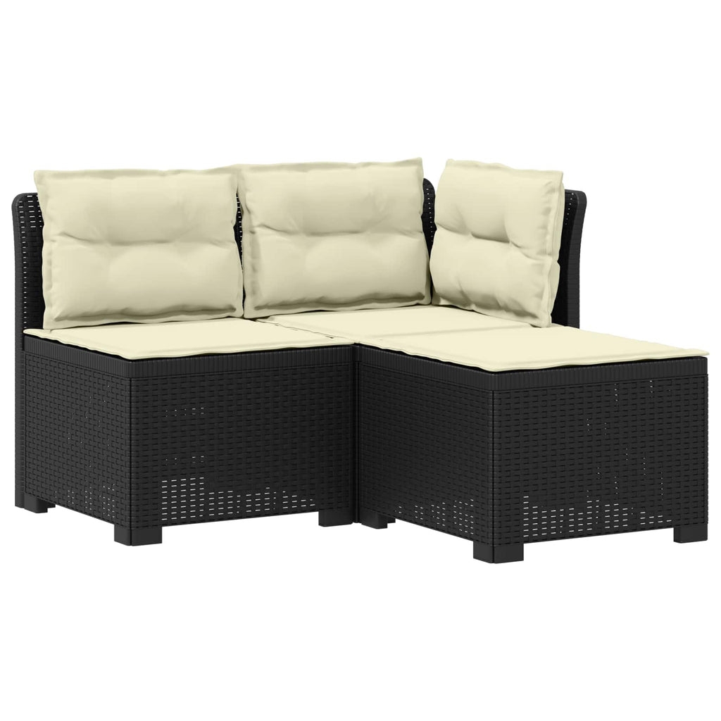 vidaXL Sofa ogrodowa 3-osobowa z poduszkami w rattanowym wyglądzie PP