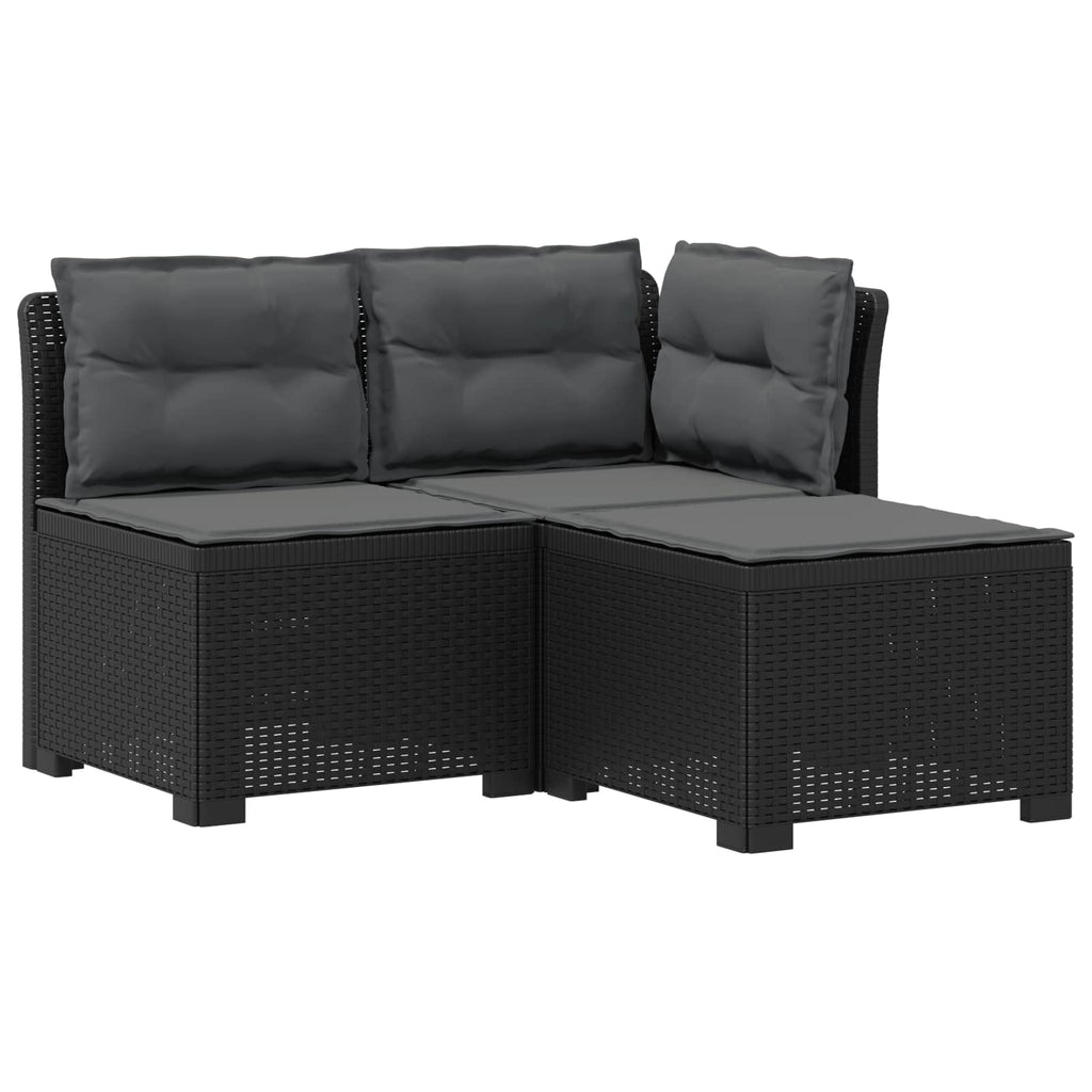 vidaXL Sofa ogrodowa 3-osobowa z poduszkami w rattanowym wyglądzie PP