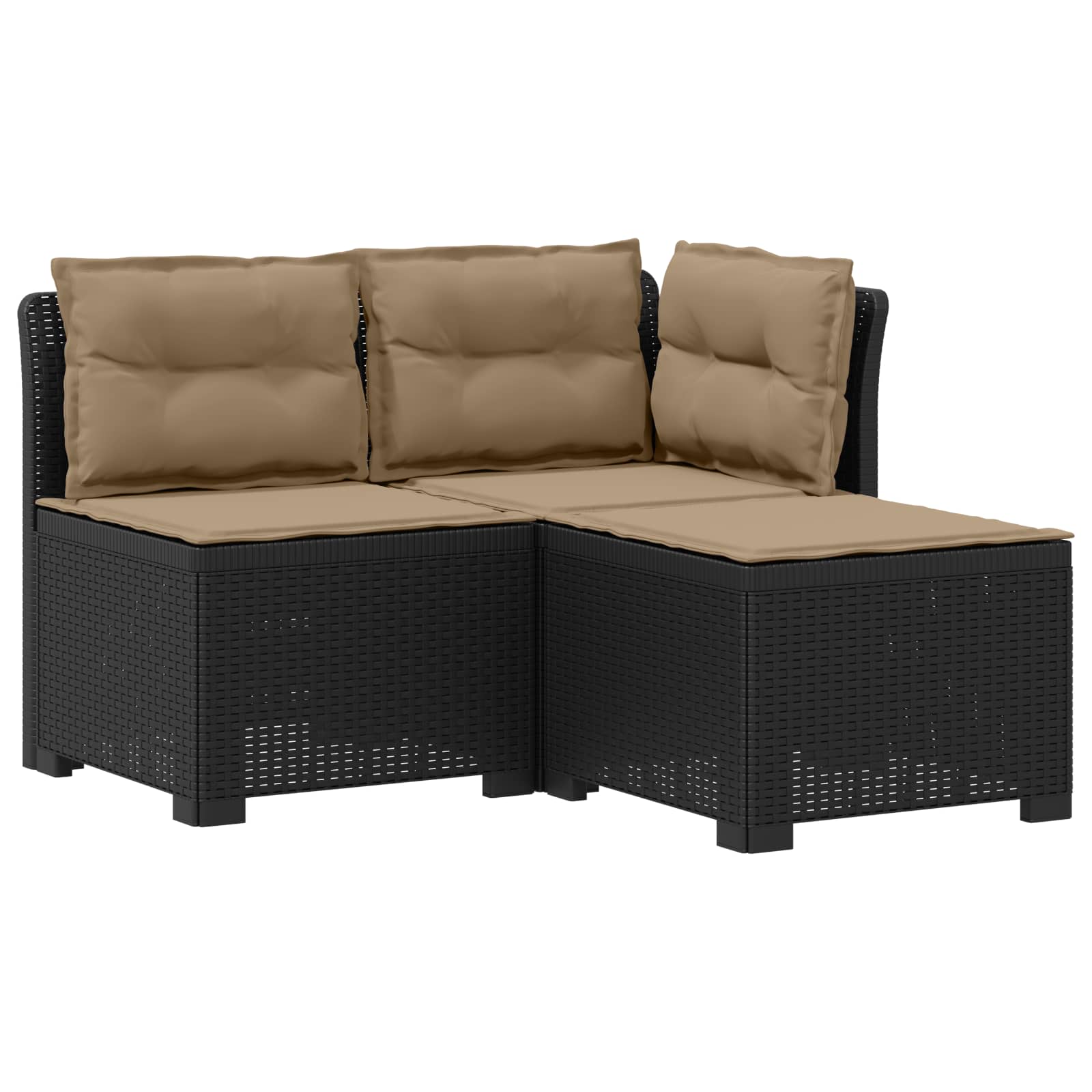 vidaXL Sofa ogrodowa 3-osobowa z poduszkami w rattanowym wyglądzie PP