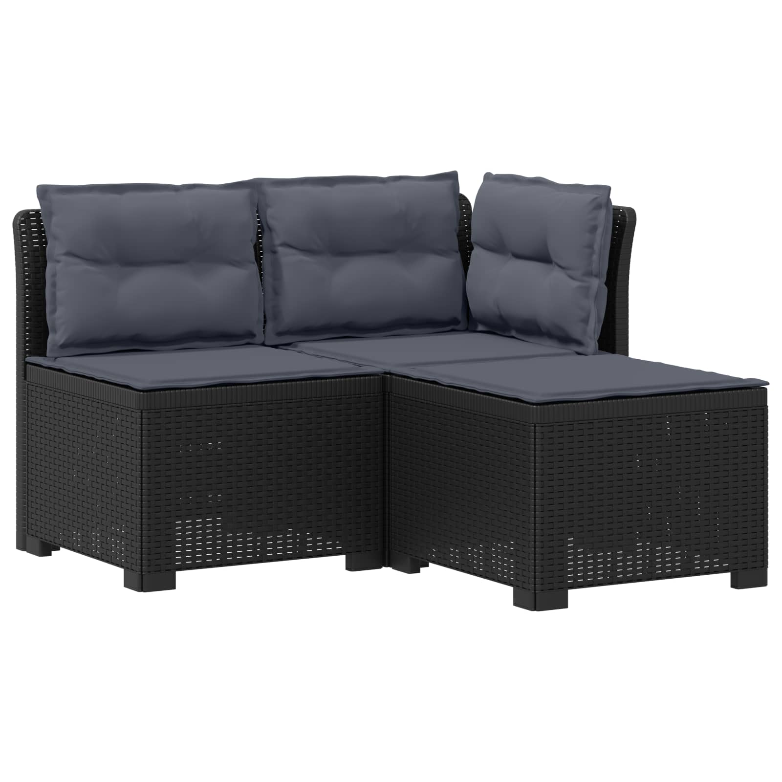 vidaXL Sofa ogrodowa 3-osobowa z poduszkami w rattanowym wyglądzie PP