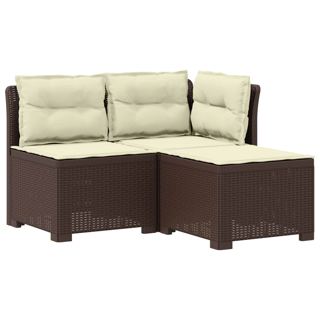vidaXL Sofa ogrodowa 3-osobowa z poduszkami w rattanowym wyglądzie PP