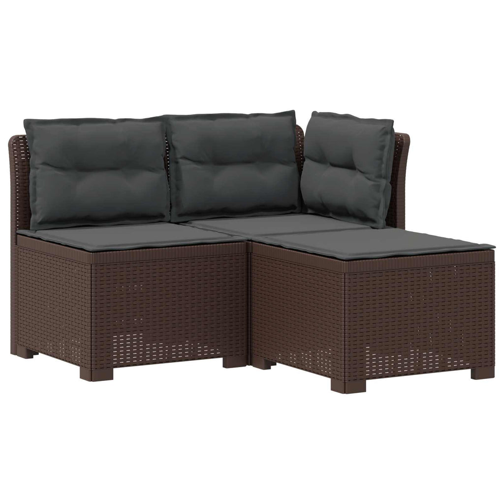 vidaXL Sofa ogrodowa 3-osobowa z poduszkami w rattanowym wyglądzie PP
