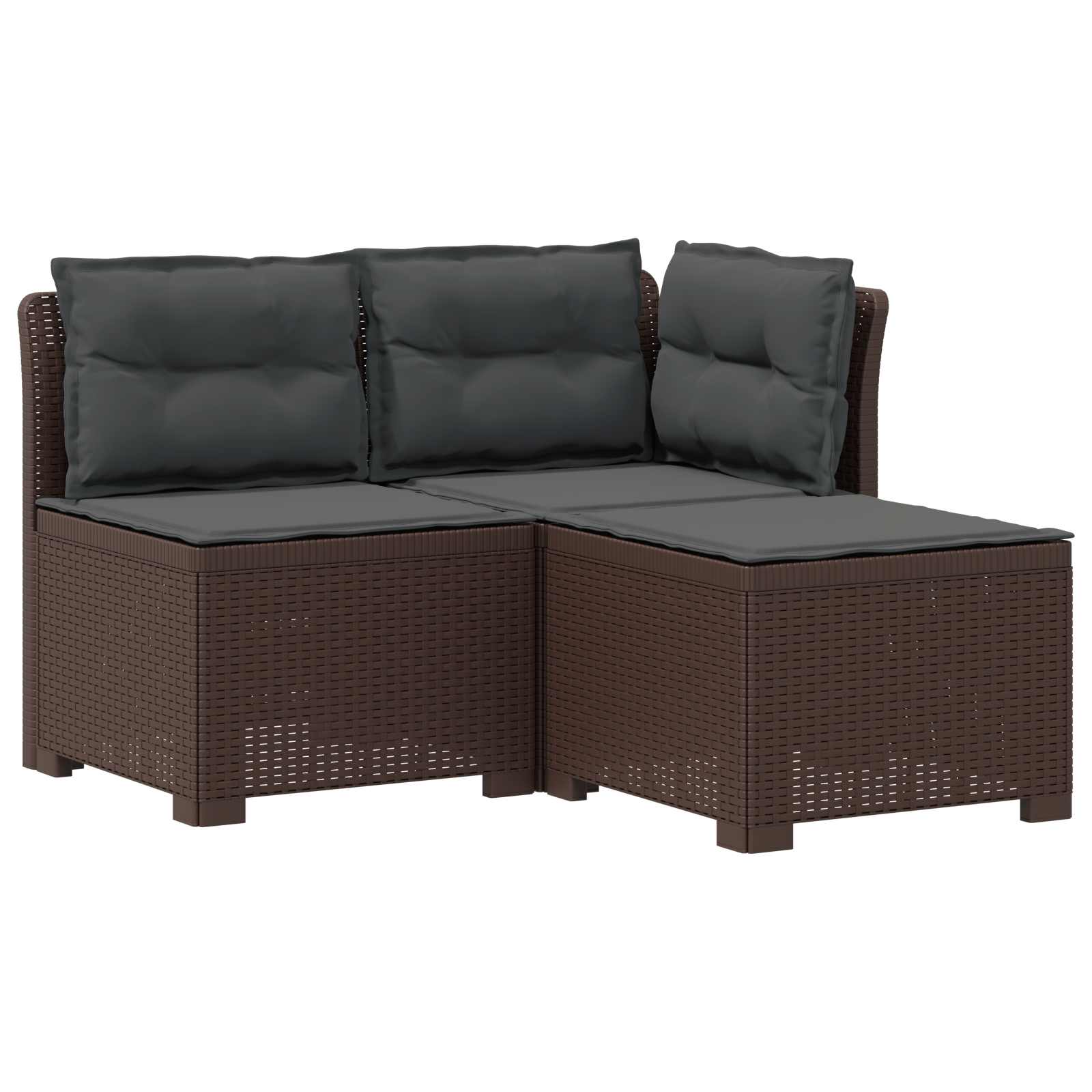vidaXL Sofa ogrodowa 3-osobowa z poduszkami w rattanowym wyglądzie PP