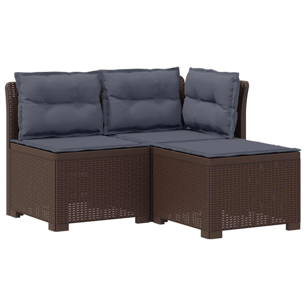 vidaXL Sofa ogrodowa 3-osobowa z poduszkami w rattanowym wyglądzie PP