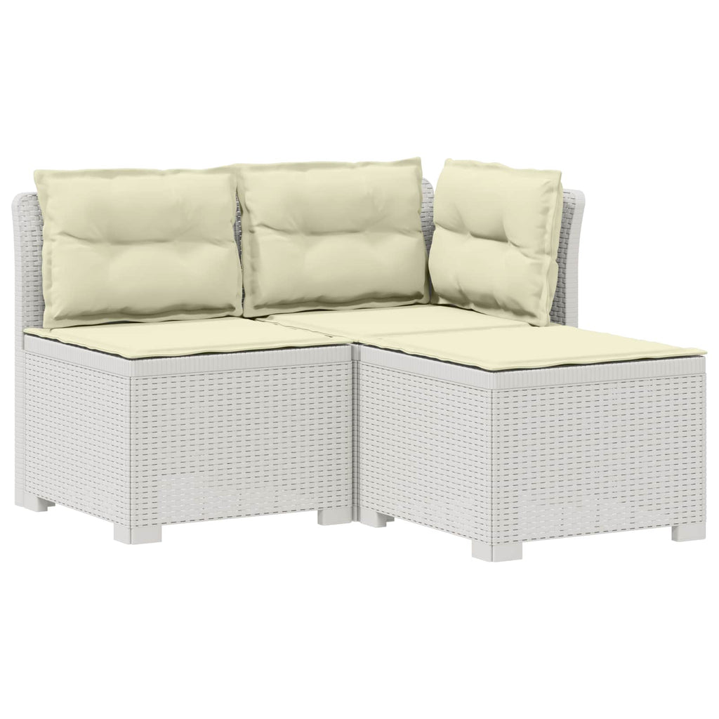 vidaXL Sofa ogrodowa 3-osobowa z poduszkami w rattanowym wyglądzie PP
