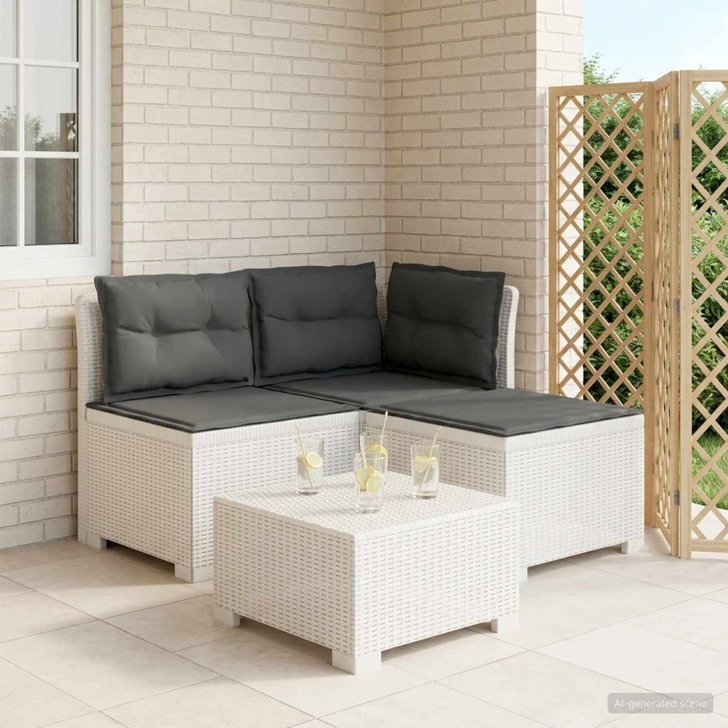 vidaXL Sofa ogrodowa 3-osobowa z poduszkami w rattanowym wyglądzie PP