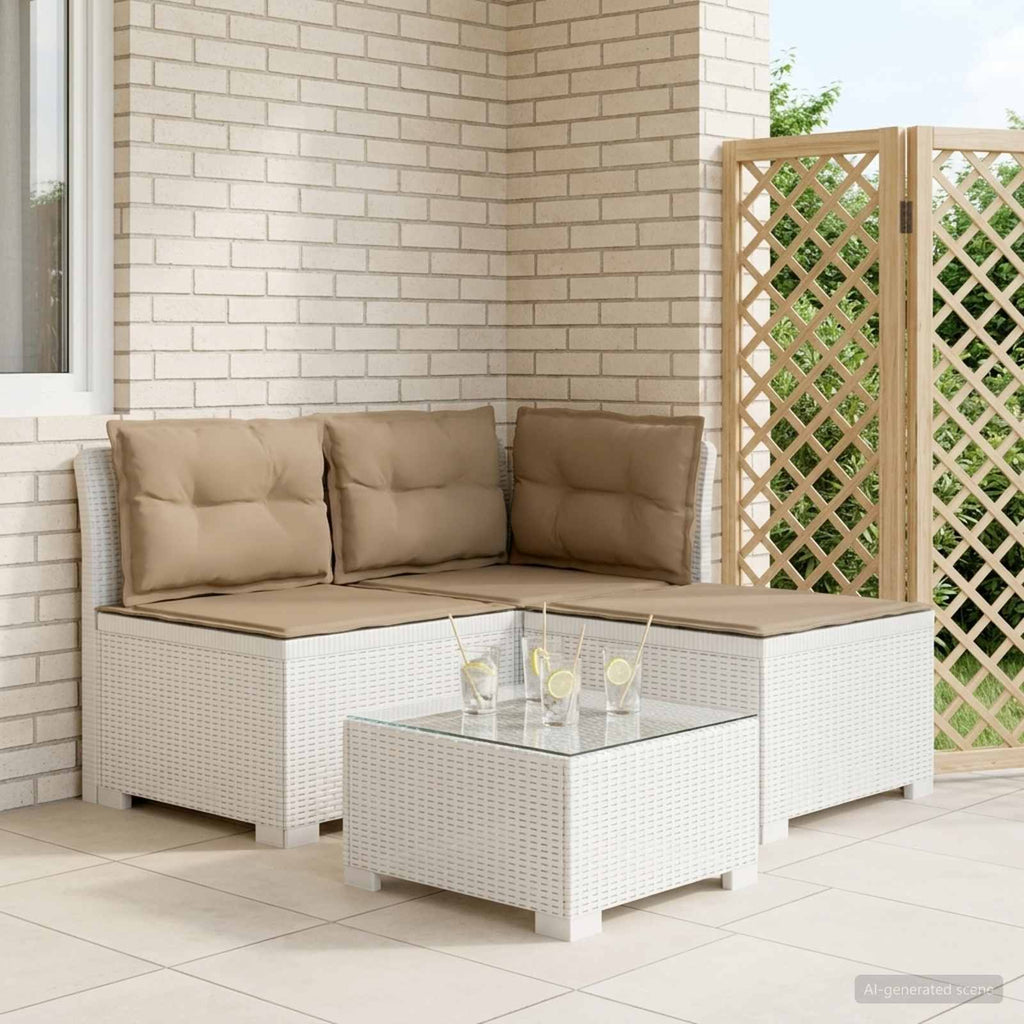 vidaXL Sofa ogrodowa 3-osobowa z poduszkami w rattanowym wyglądzie PP