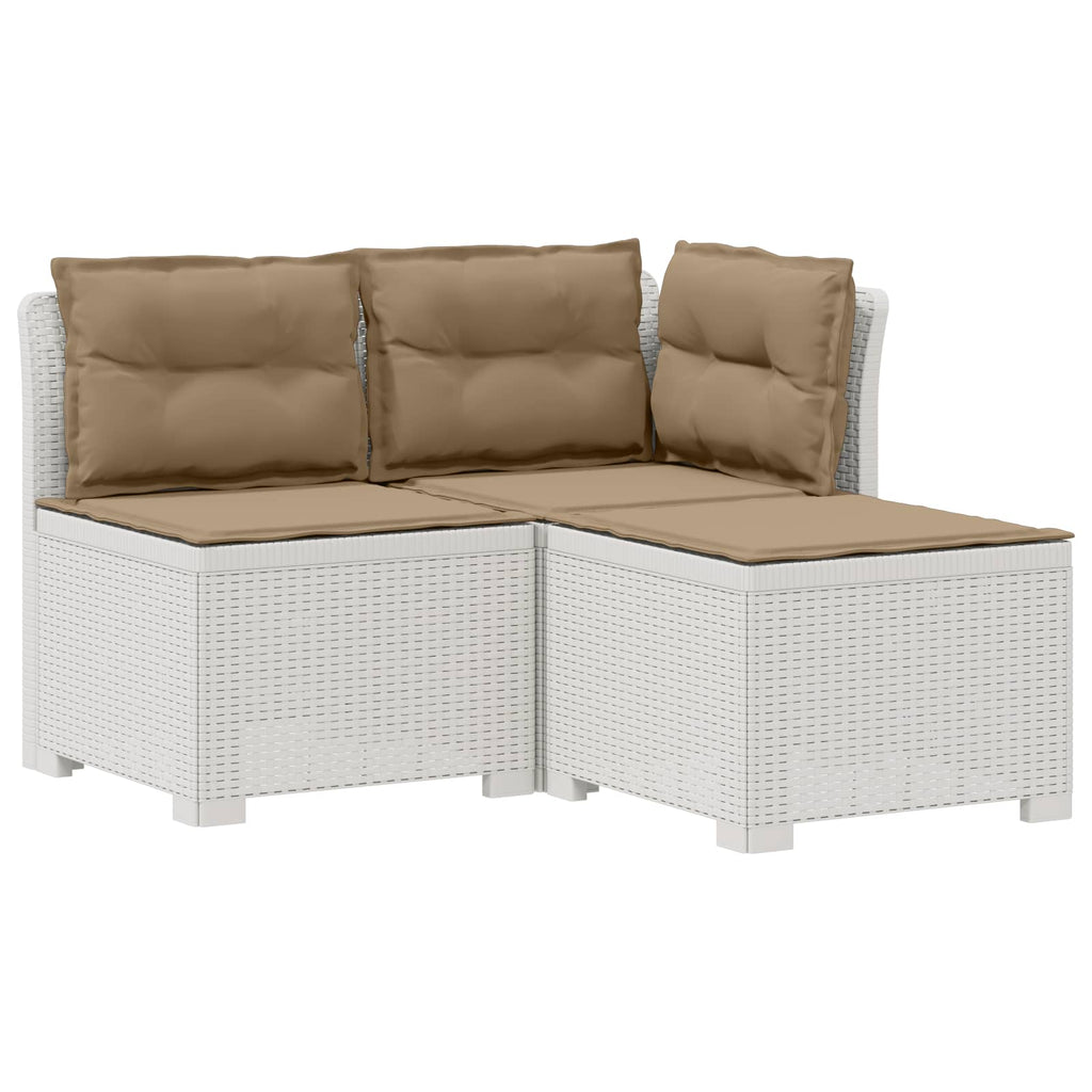 vidaXL Sofa ogrodowa 3-osobowa z poduszkami w rattanowym wyglądzie PP