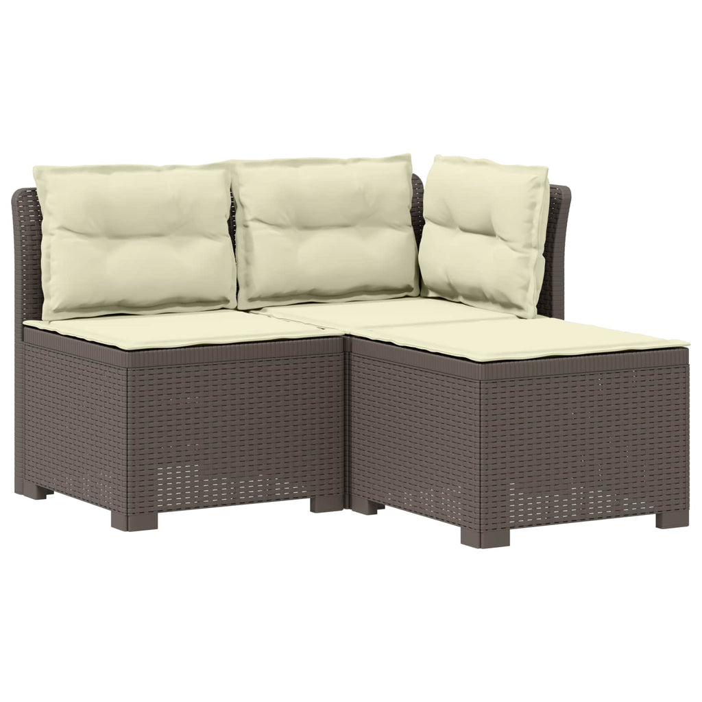 vidaXL Sofa ogrodowa 3-osobowa z poduszkami w rattanowym wyglądzie PP