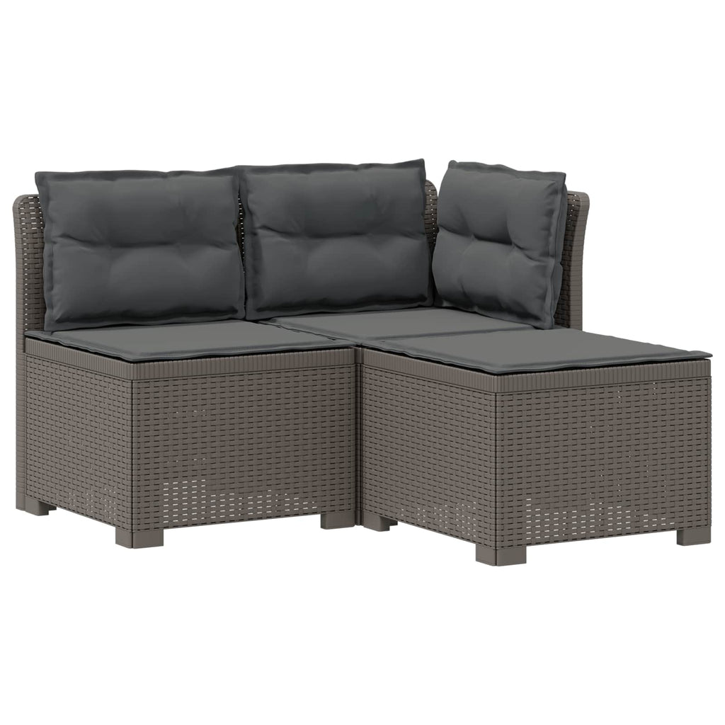 vidaXL Sofa ogrodowa 3-osobowa z poduszkami w rattanowym wyglądzie PP