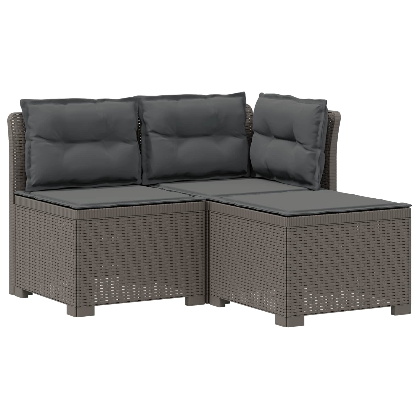 vidaXL Sofa ogrodowa 3-osobowa z poduszkami w rattanowym wyglądzie PP
