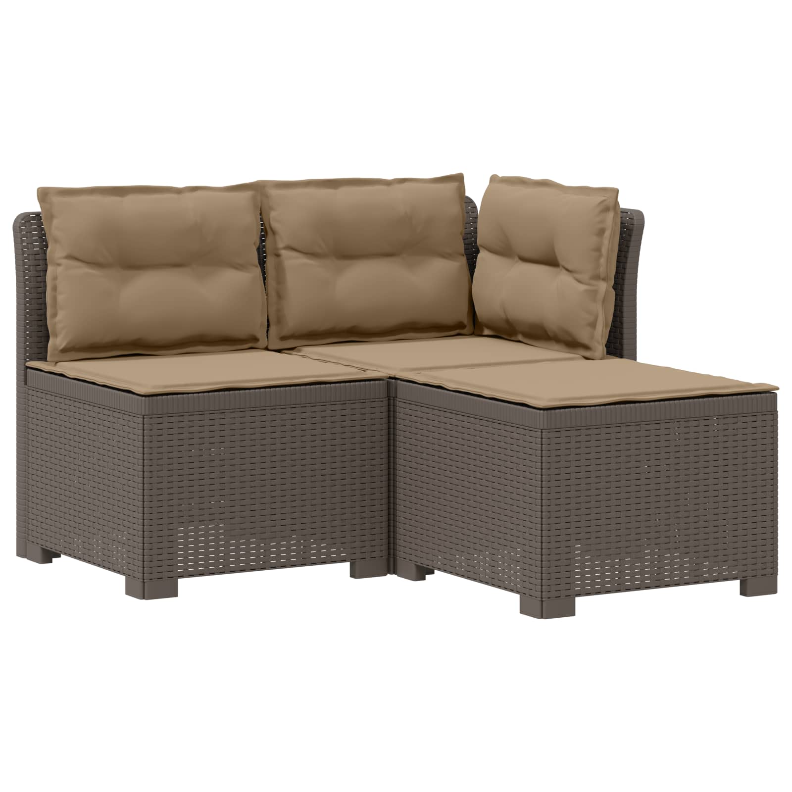 vidaXL Sofa ogrodowa 3-osobowa z poduszkami w rattanowym wyglądzie PP