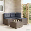 vidaXL Sofa ogrodowa 3-osobowa z poduszkami w rattanowym wyglądzie PP