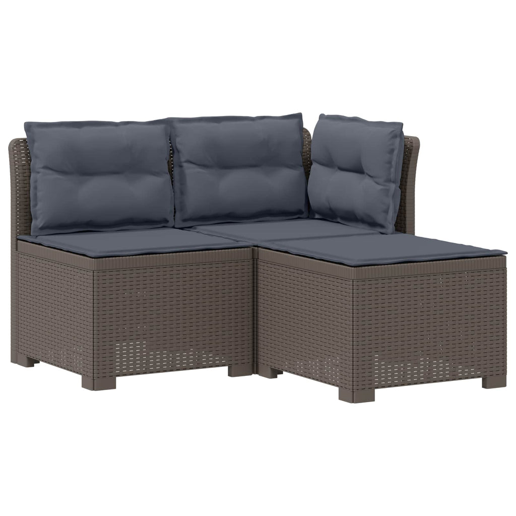 vidaXL Sofa ogrodowa 3-osobowa z poduszkami w rattanowym wyglądzie PP