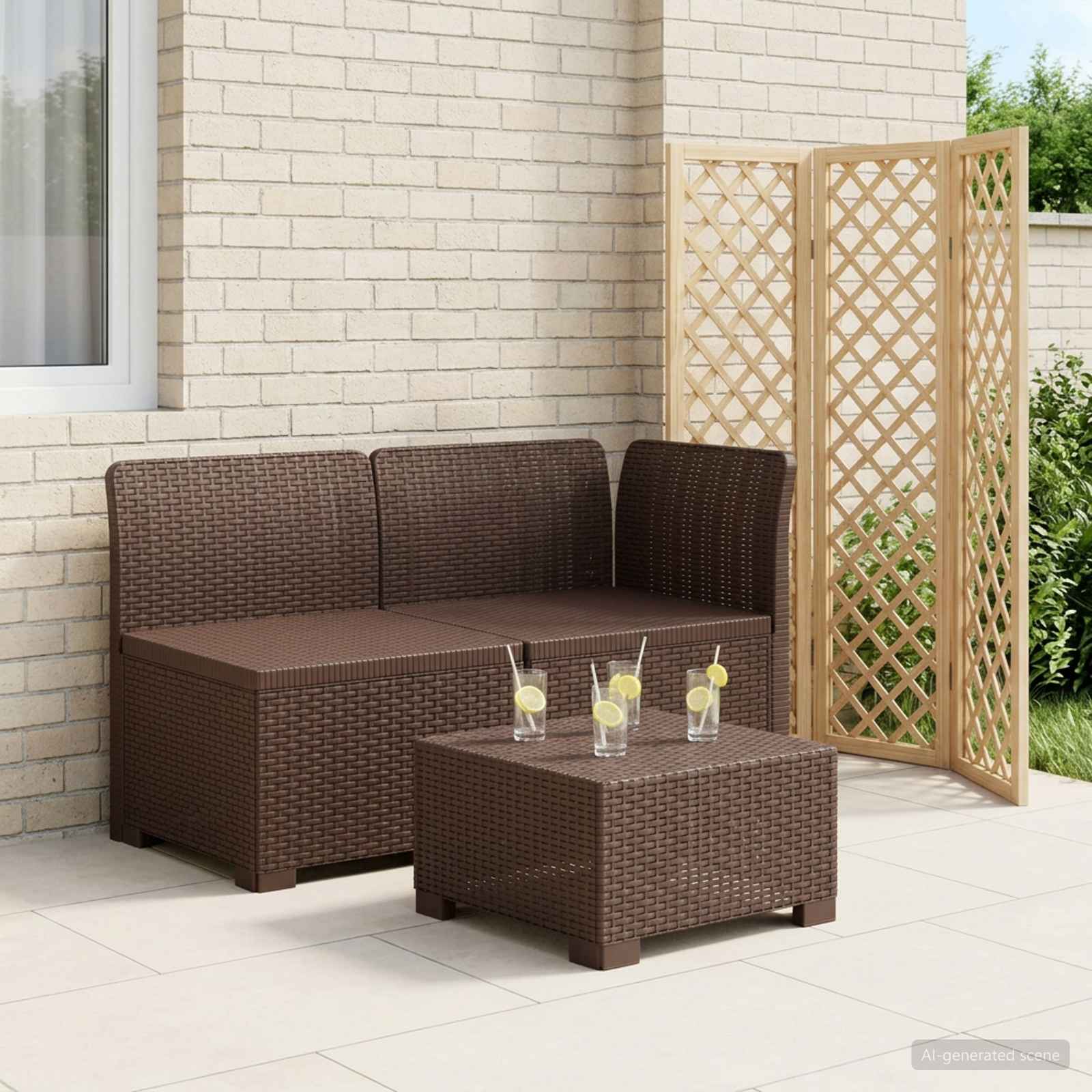 vidaXL Sofa Ogrodowa 2-osobowa w Wyglądzie Rattanowym PP brązowy