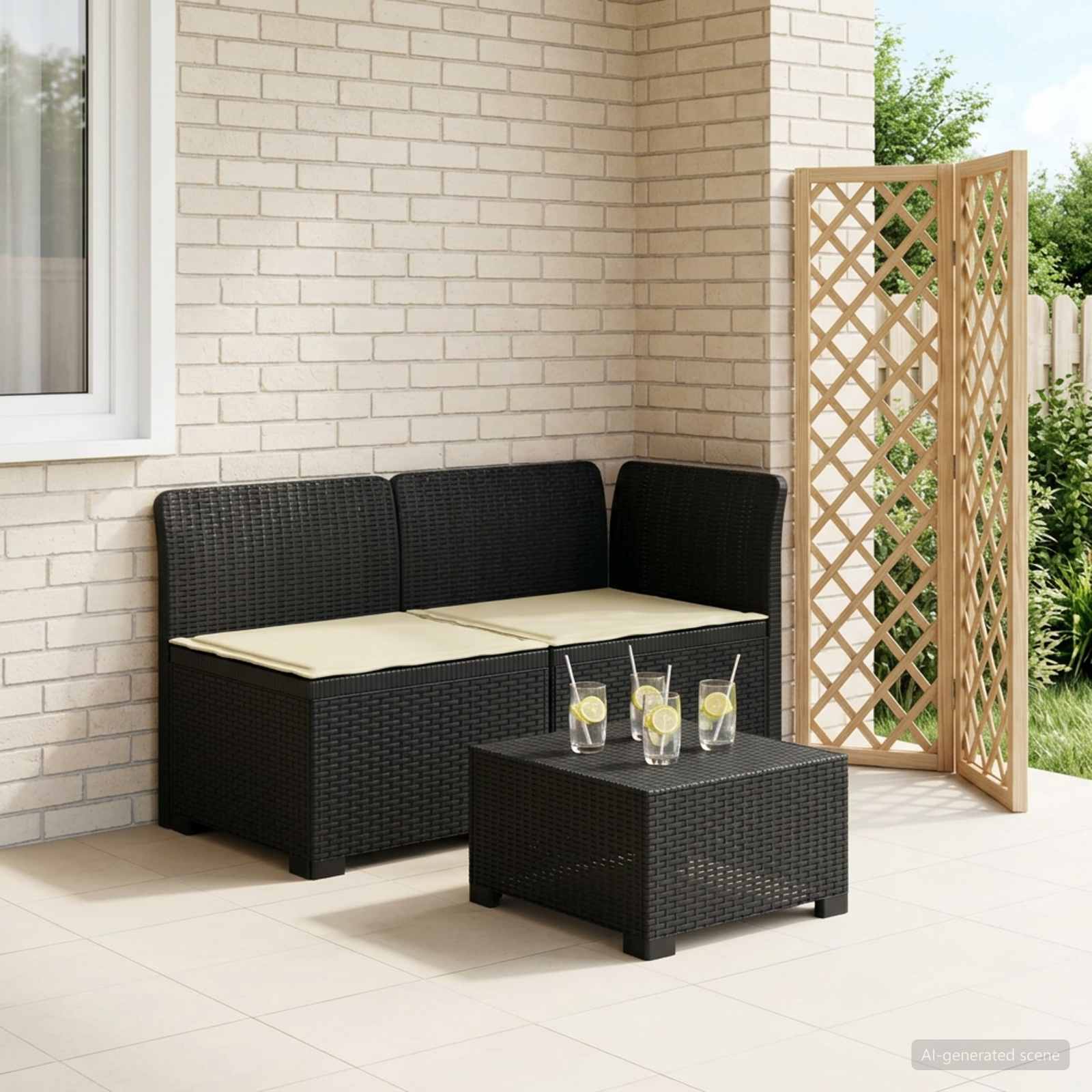 vidaXL Sofa Ogrodowa 2-osobowa z Poduszkami w Wyglądzie Rattanowym PP