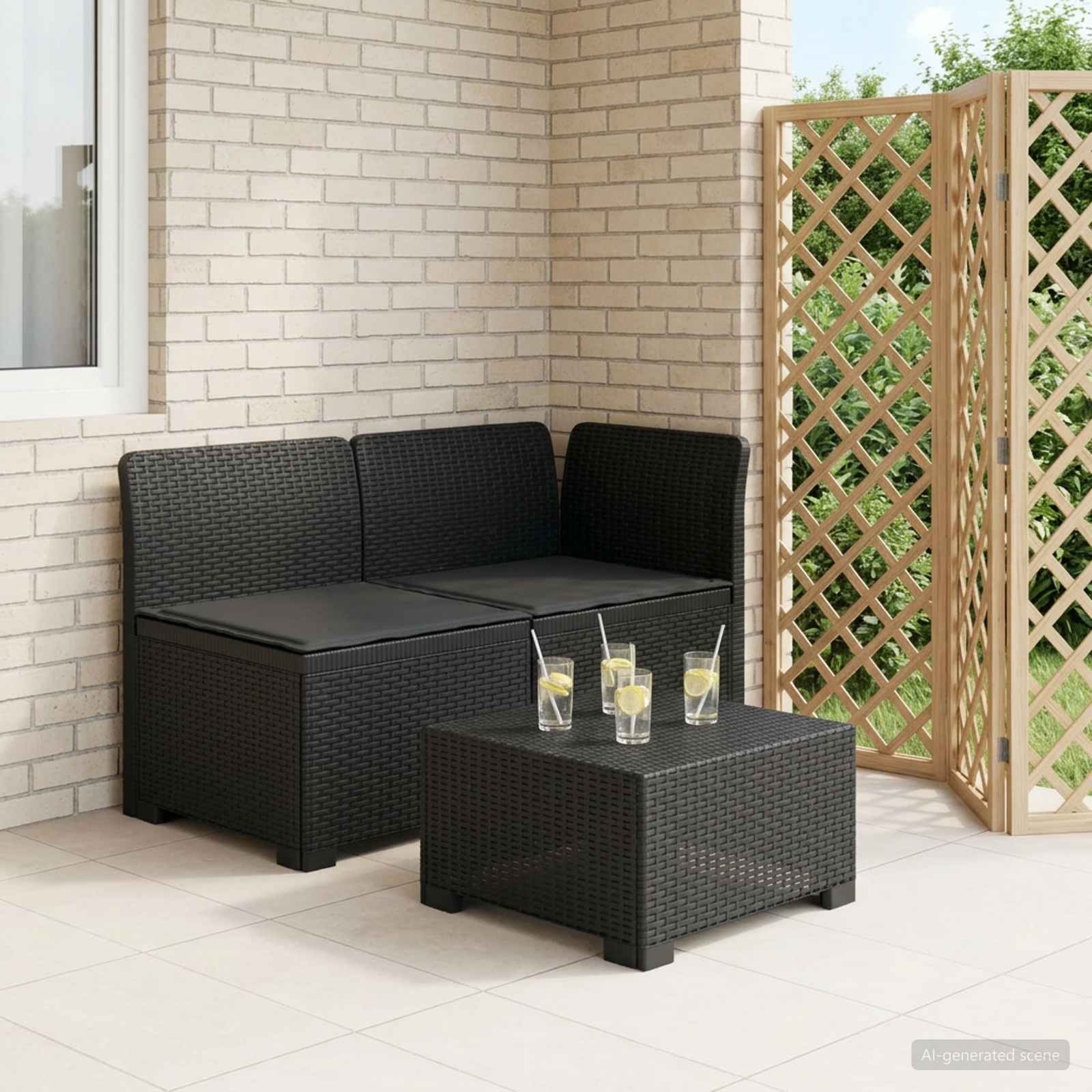 vidaXL Sofa Ogrodowa 2-osobowa z Poduszkami w Wyglądzie Rattanowym PP