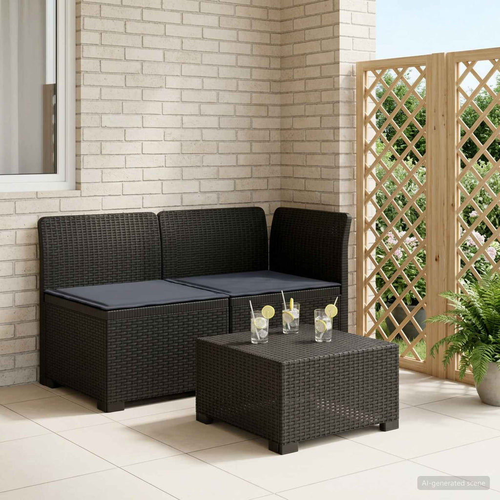 vidaXL Sofa Ogrodowa 2-osobowa z Poduszkami w Wyglądzie Rattanowym PP