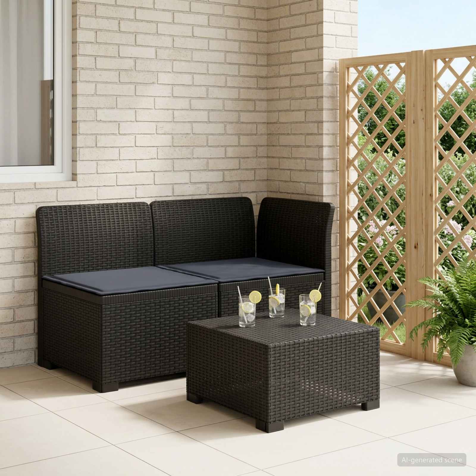 vidaXL Sofa Ogrodowa 2-osobowa z Poduszkami w Wyglądzie Rattanowym PP