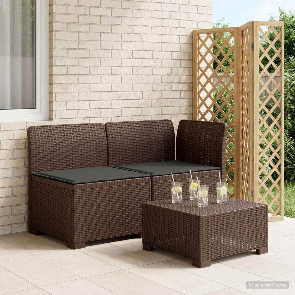 vidaXL Sofa Ogrodowa 2-osobowa z Poduszkami w Wyglądzie Rattanowym PP