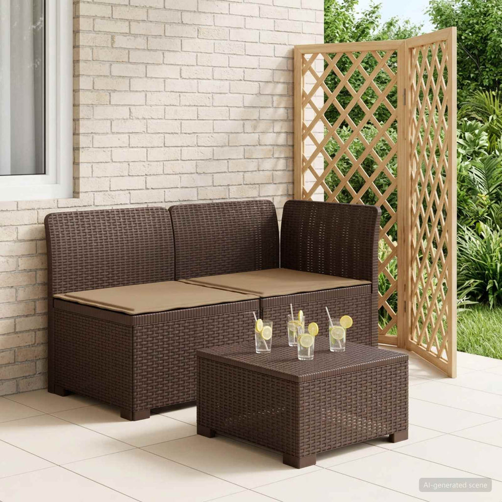 vidaXL Sofa Ogrodowa 2-osobowa z Poduszkami w Wyglądzie Rattanowym PP