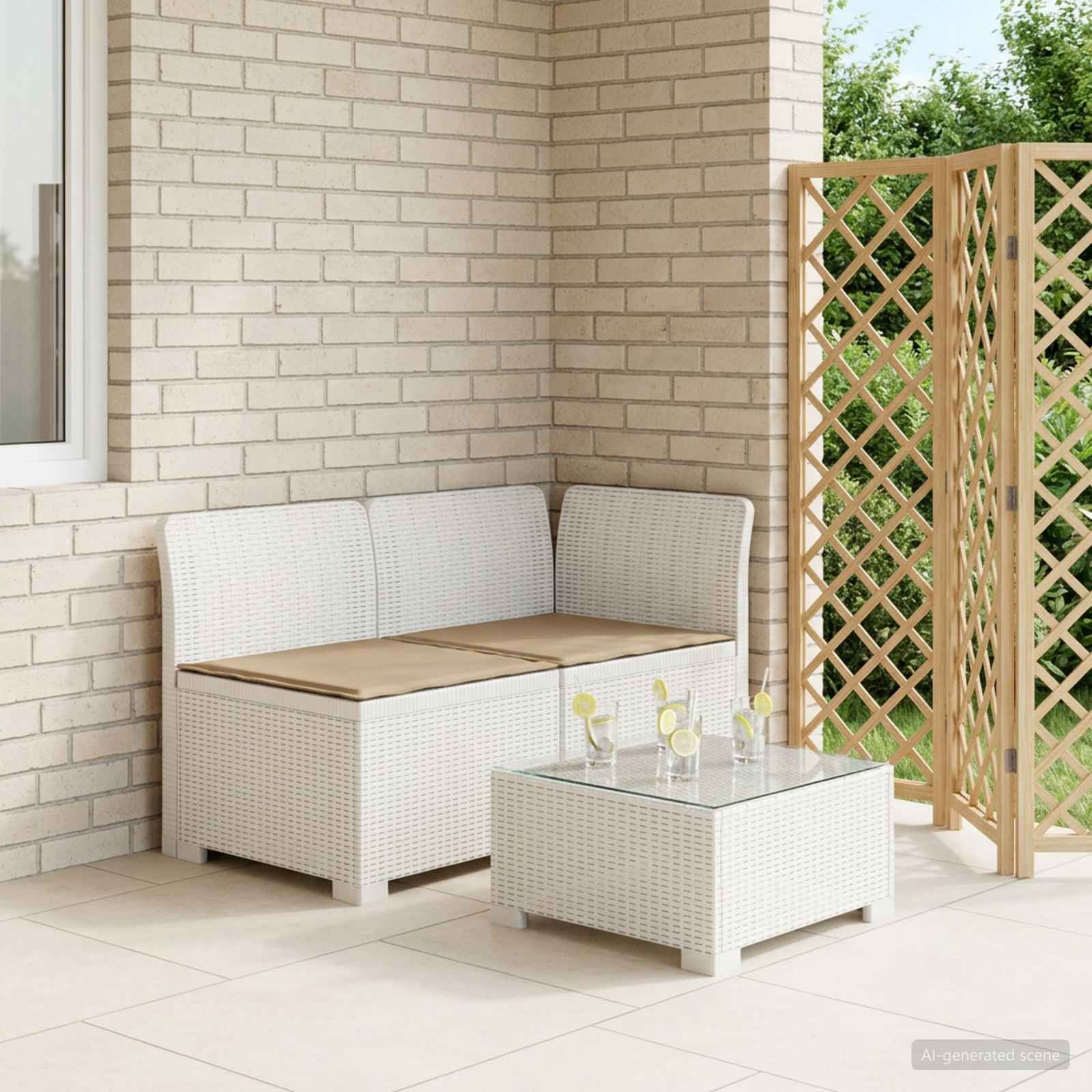 vidaXL Sofa Ogrodowa 2-osobowa z Poduszkami w Wyglądzie Rattanowym PP