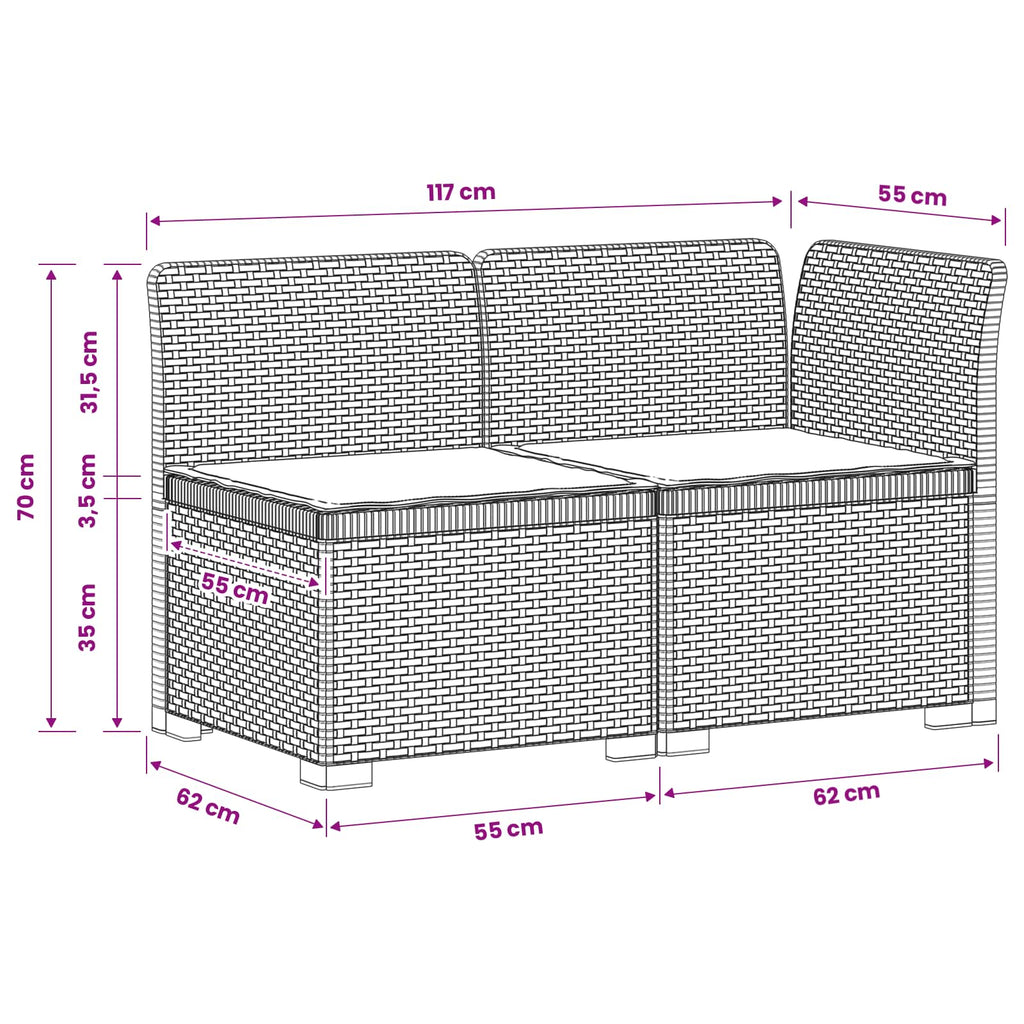 vidaXL Sofa Ogrodowa 2-osobowa z Poduszkami w Wyglądzie Rattanowym PP