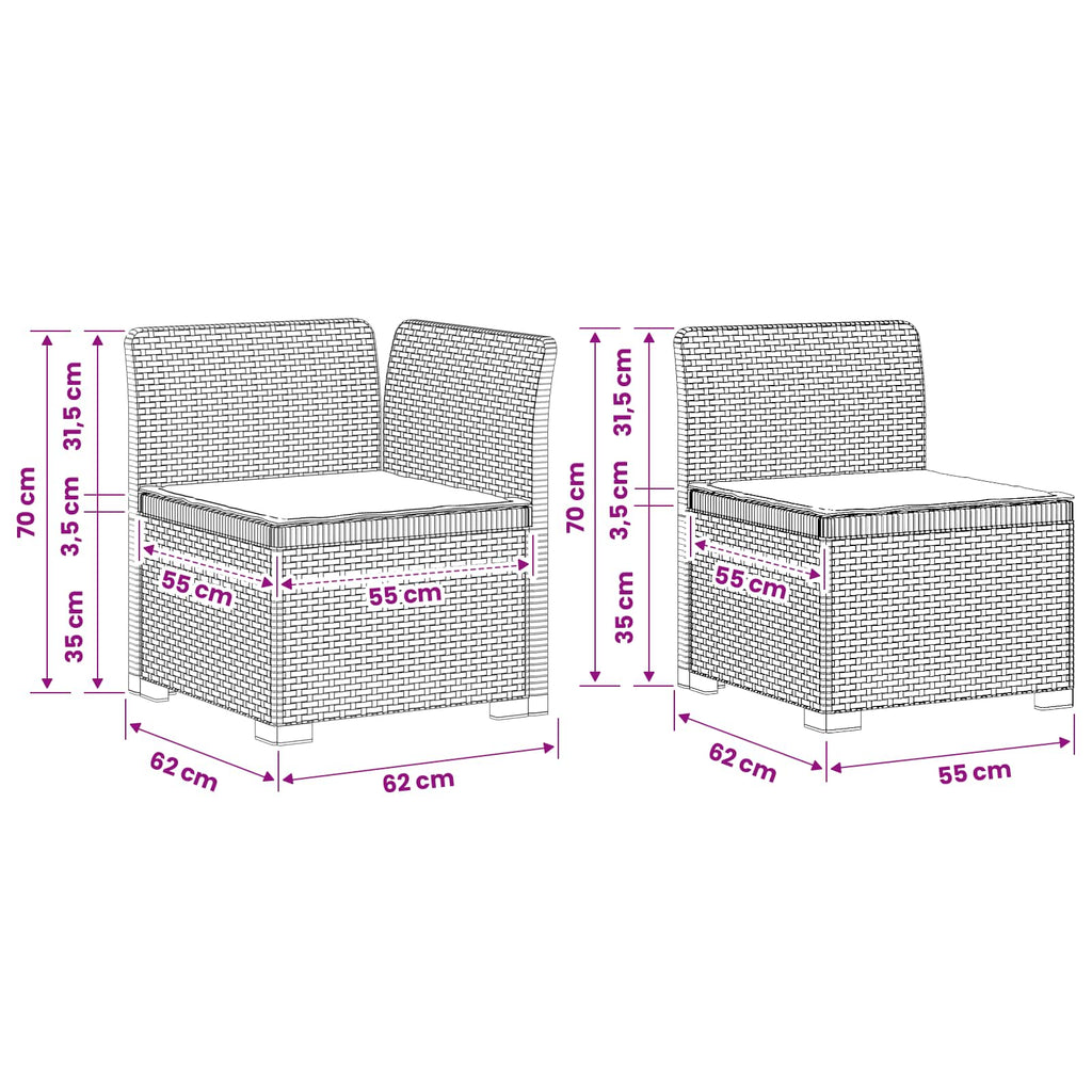 vidaXL Sofa Ogrodowa 2-osobowa z Poduszkami w Wyglądzie Rattanowym PP