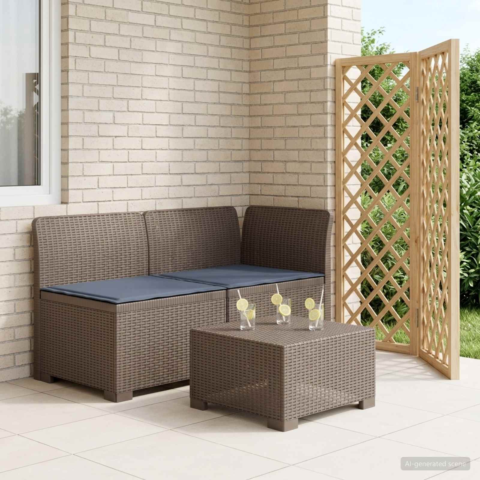vidaXL Sofa Ogrodowa 2-osobowa z Poduszkami w Wyglądzie Rattanowym PP