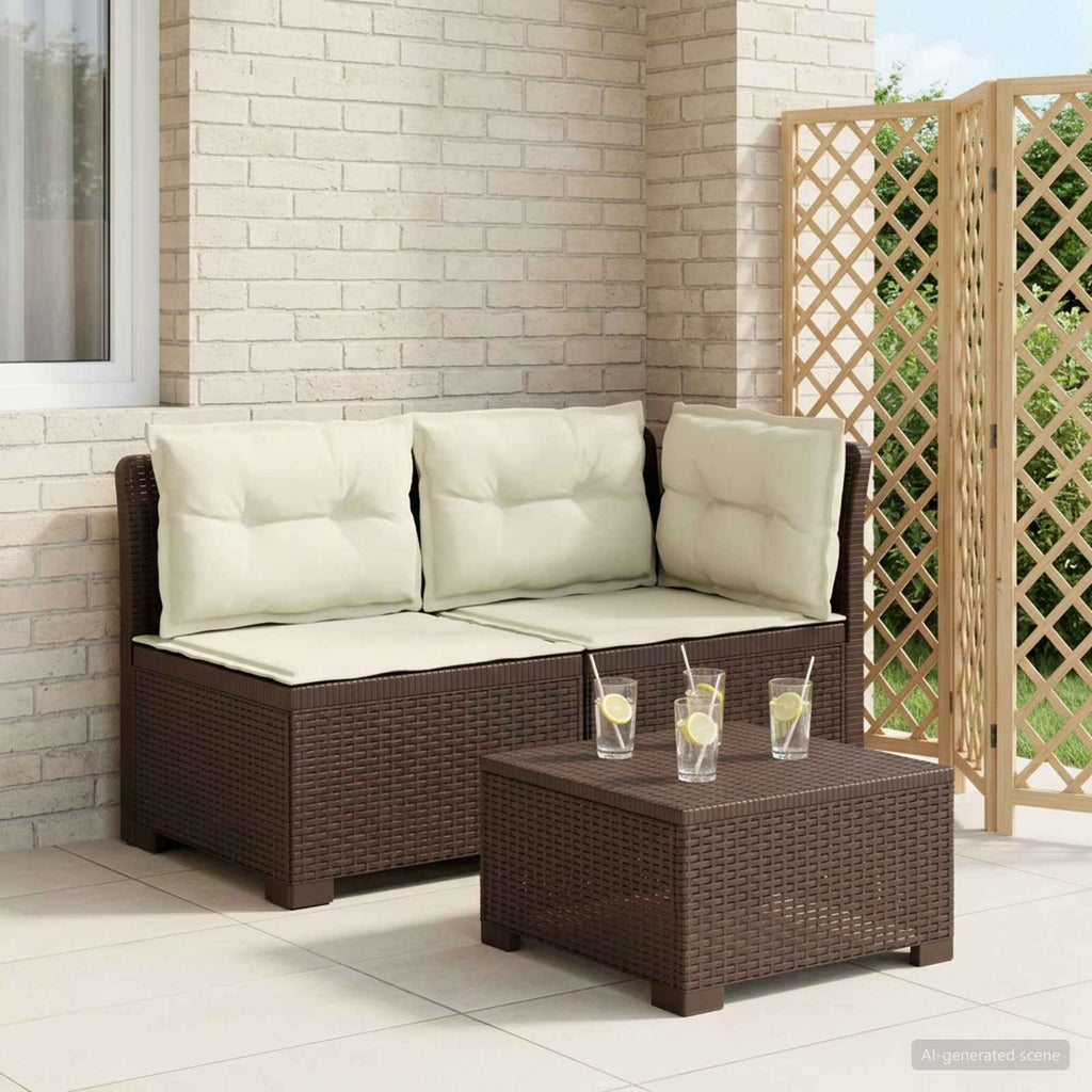 vidaXL Sofa Ogrodowa 2-osobowa z Poduszkami w Wyglądzie Rattanowym PP
