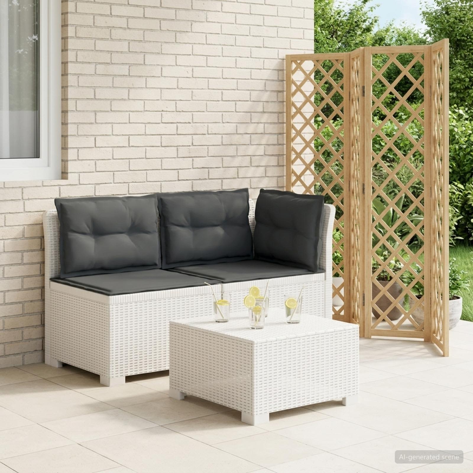 vidaXL Sofa Ogrodowa 2-osobowa z Poduszkami w Wyglądzie Rattanowym PP