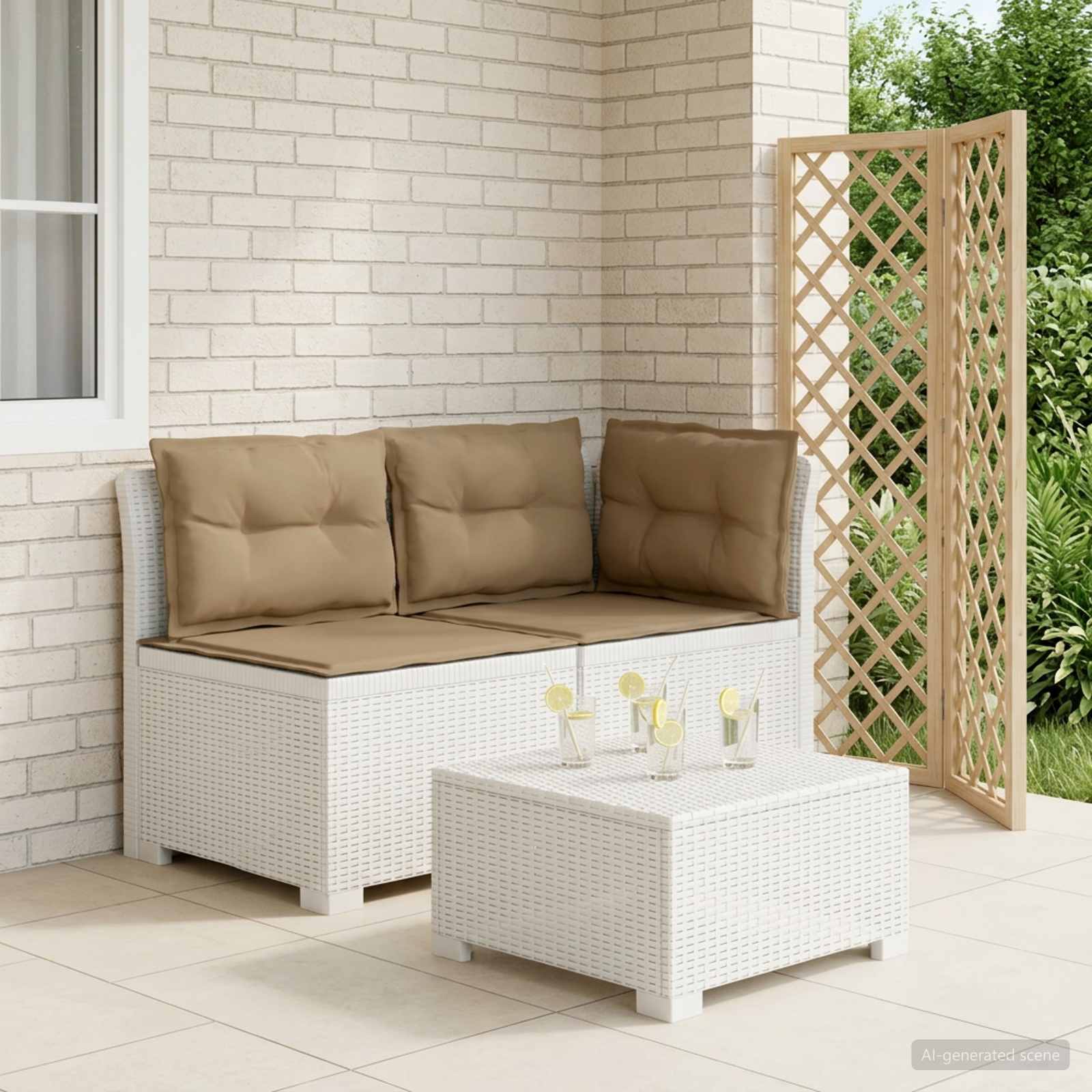 vidaXL Sofa Ogrodowa 2-osobowa z Poduszkami w Wyglądzie Rattanowym PP