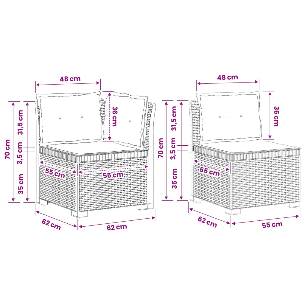 vidaXL Sofa Ogrodowa 2-osobowa z Poduszkami w Wyglądzie Rattanowym PP