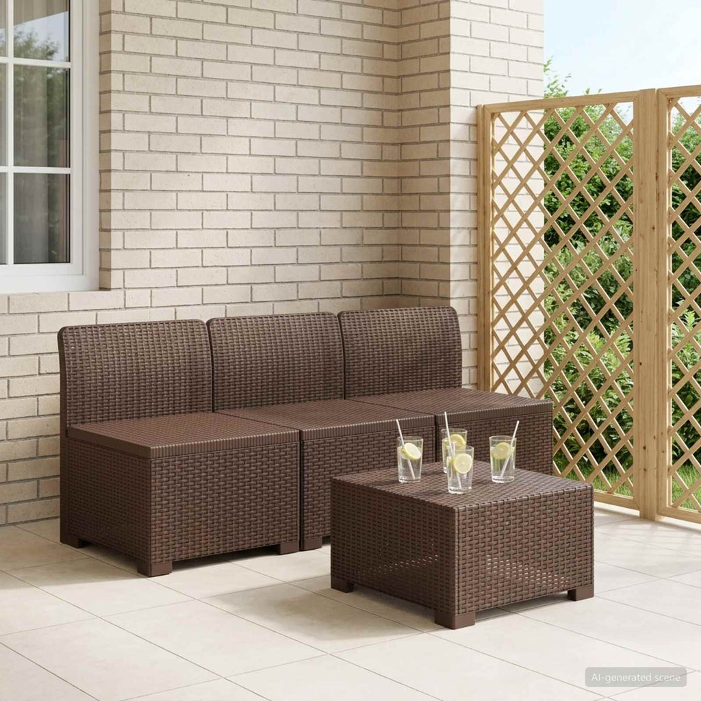vidaXL Sofa Ogrodowa 3-osobowa Rattanowa PP brązowy