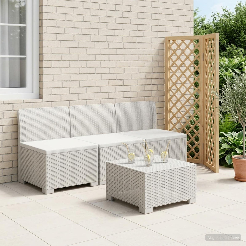 vidaXL Sofa Ogrodowa 3-osobowa Rattanowa PP Biały